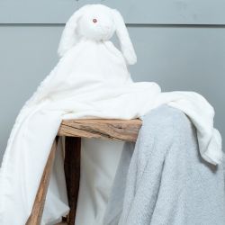 Doudou plat, couverture pour bébé, tête d'animal à l'angle de la couverture