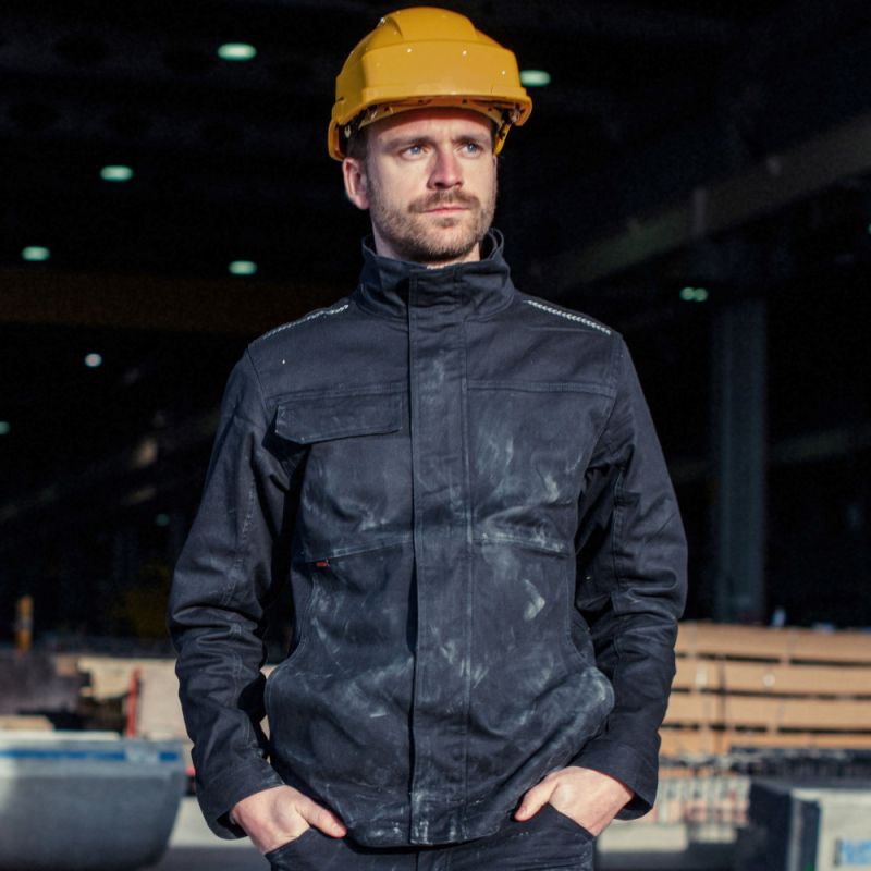 Veste multi-poches stretch en coton, 2 poches latérales, poche poitrine, 275 g/m²