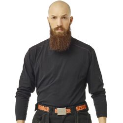 Tee-shirt col roulé manches longues stretch en coton, 200 g/m²
