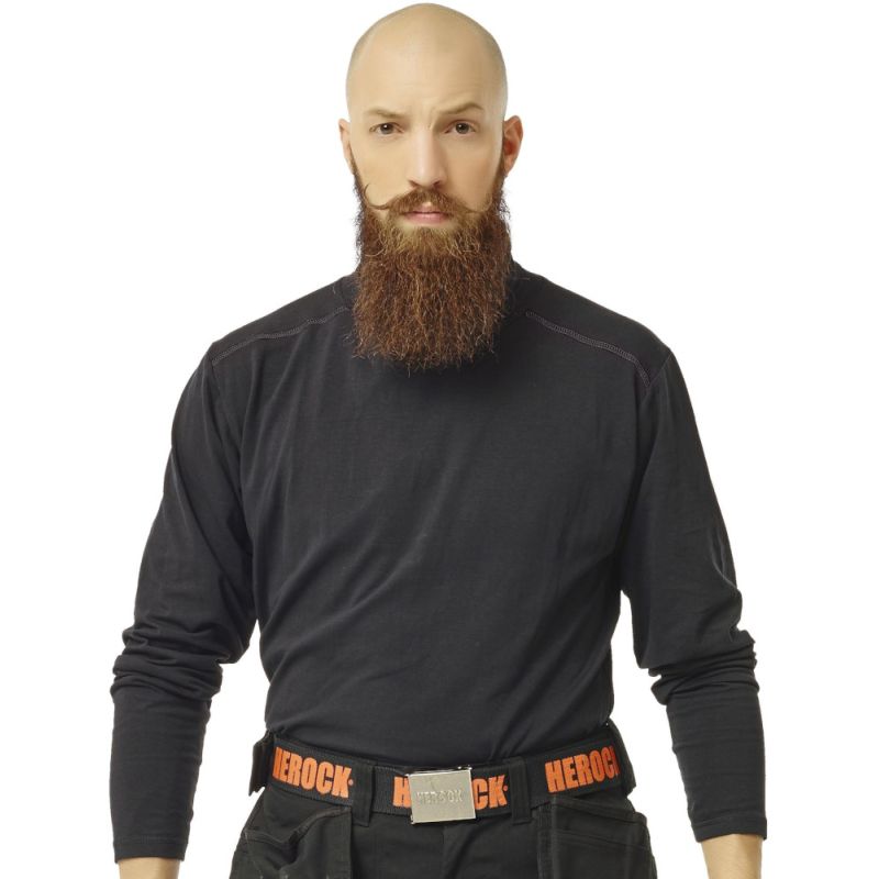 Tee-shirt col roulé manches longues stretch en coton, 200 g/m²