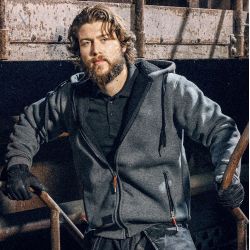 Sweat zippé à capuche déperlant doublé Sherpa imprimé Herock, 600 g/m²