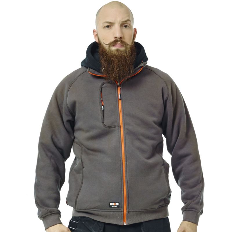 Sweat doublé polaire, pièces renforcées au niveau des coudes, poche poitrine, 430 g/m²