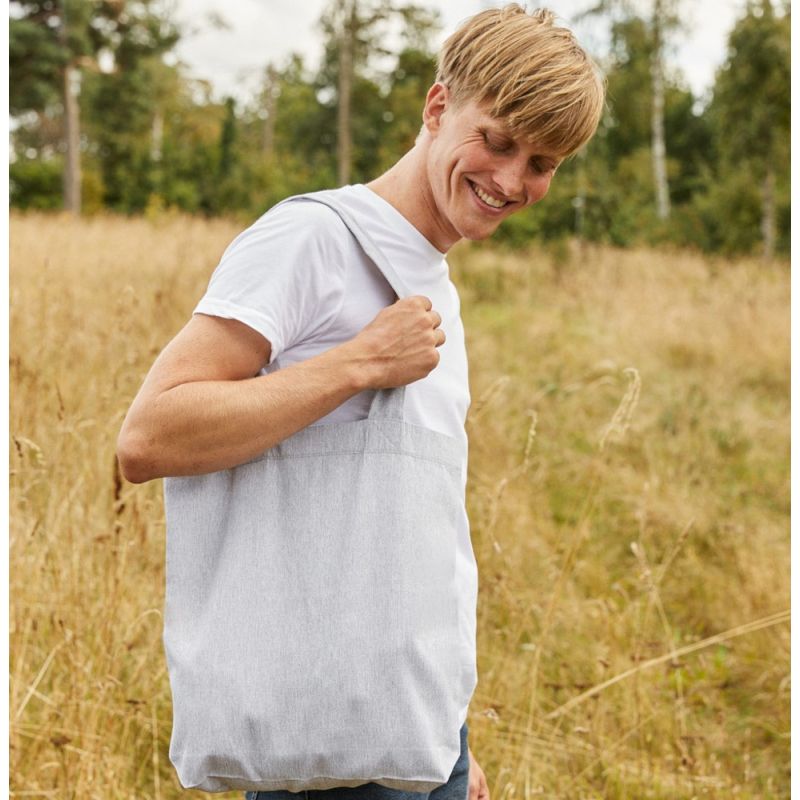 Sac shopping anses longues en sergé recyclé coton et polyester, 210 g/m²