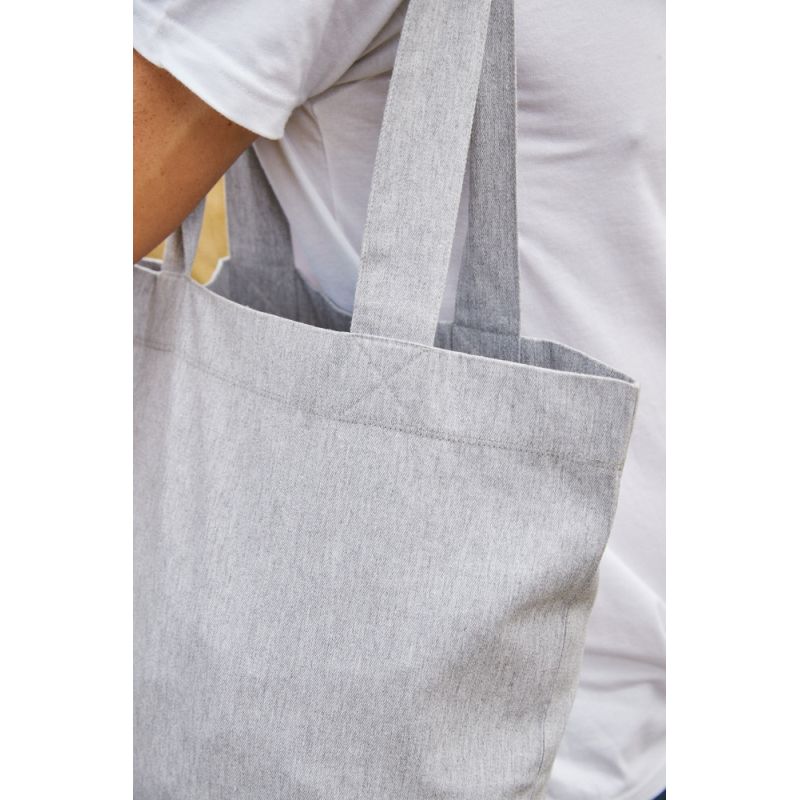 Sac shopping anses longues en sergé recyclé coton et polyester, 210 g/m²