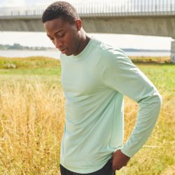 T-shirt de sport manches longues en polyester recyclé, séchage rapide, 155 g/m²