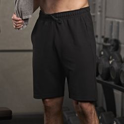 Short de sport en coton ringspun, taille élastique, poches, 320 g/m²