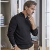 Pull col zippé en laine mérinos et polyacrylique, coupe ajustée élégante