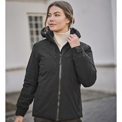 Veste femme imperméable polyester extensible, capuche amovible, 120 g/m²