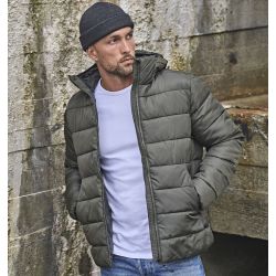 Doudoune à capuche légère en polyester recyclé, imperméable, poches zippées