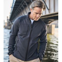 Veste polaire stretch ajustée en polyester, col montant, poches zippées, 235 g/m²