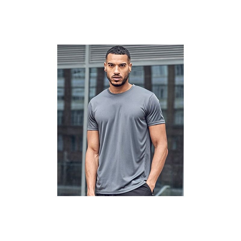 T-shirt de sport en polyester recyclé col ras du cou, coupe ample, 180 g/m²