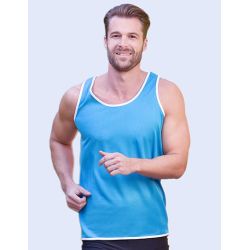 Débardeur homme bicolore en polyester texturé, évacuation active de l'humidité, 140 g/m²