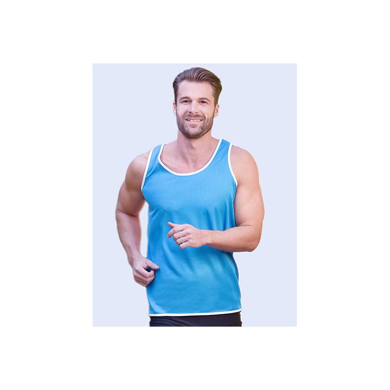 Débardeur homme bicolore en polyester texturé, évacuation active de l'humidité, 140 g/m²