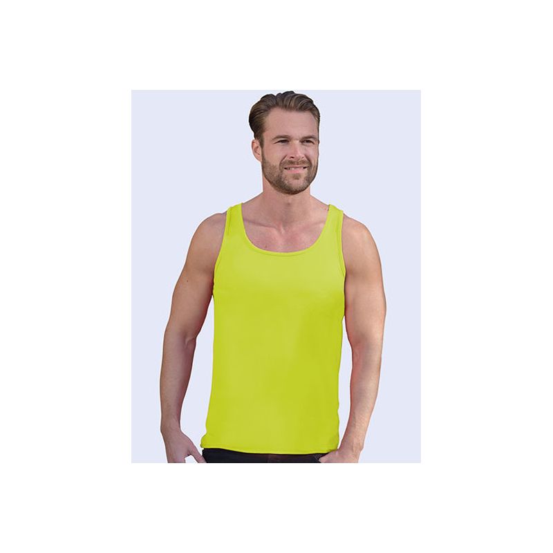 Débardeur uni en polyester texturé, évacuation active de l'humidité, 140 g/m²