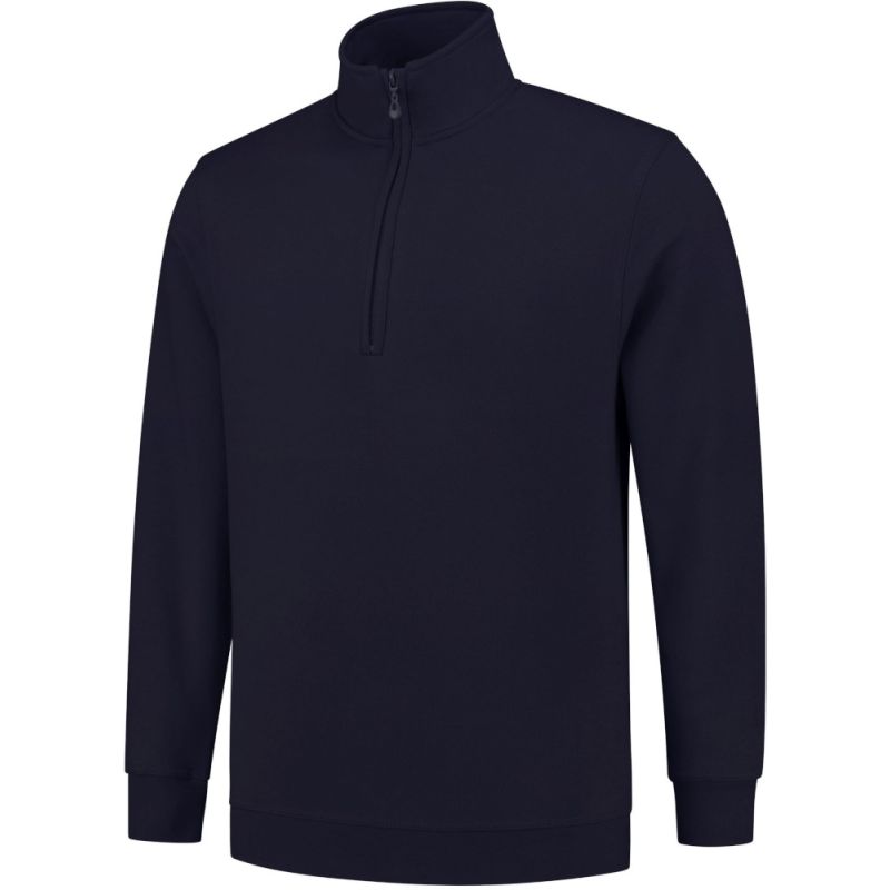 Sweat col zippé manches droites, fermeture éclair dissimulée, 280 g/m²