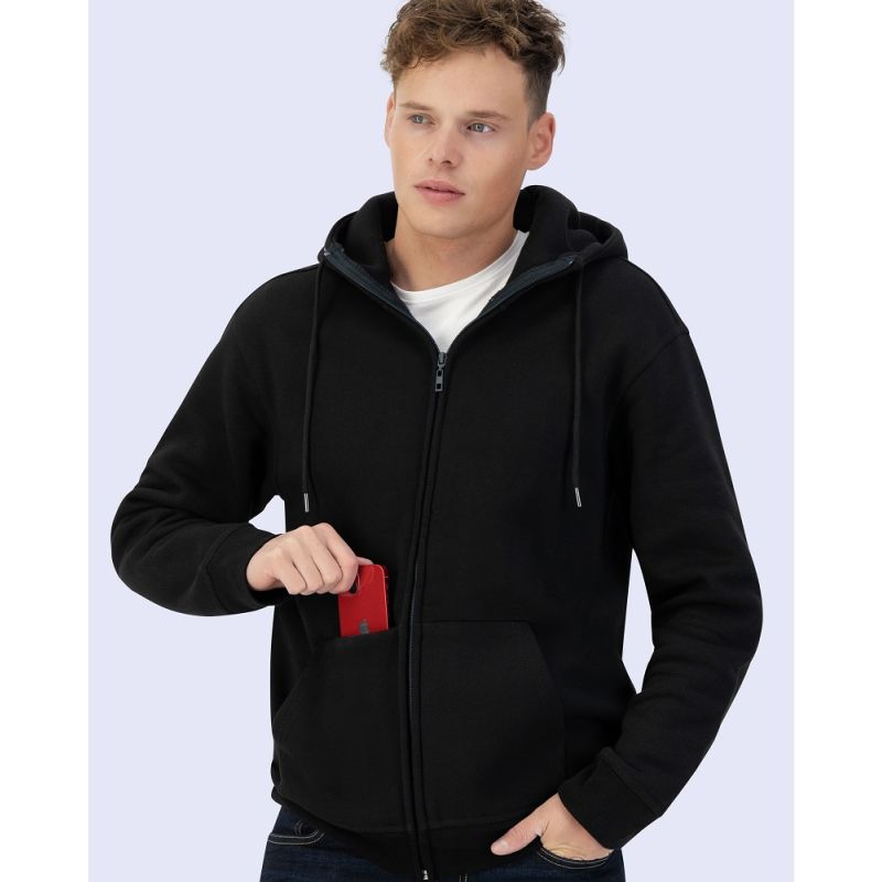 Sweat capuche zippé lourd déperlant et résistant aux tâches en coton bio, 400 g/m²