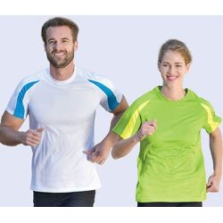 T-shirt de sport bicolore en polyester séchage rapide, manches raglan, 140 g/m²