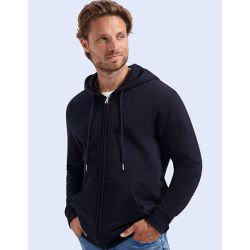 Sweat à capuche zippée en coton biologique et polyester recyclé, 300 g/m²