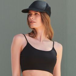 Top femme court écoresponsable, bretelles spaghetti ajustables, 200 g/m²