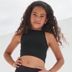 Débardeur enfant court cropped-top, dos et avant style nageur, 190 g/m²