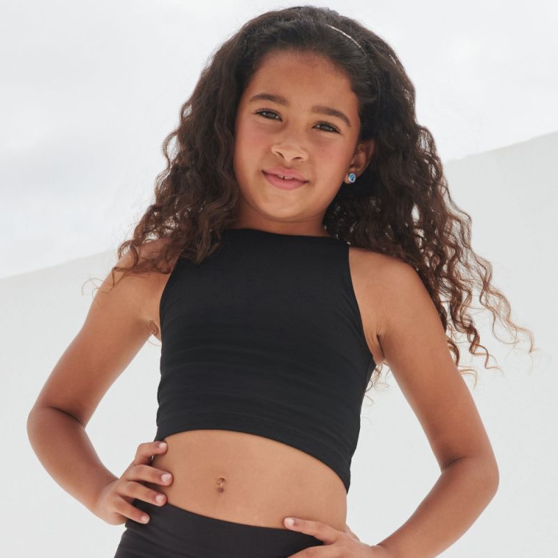 Débardeur enfant court cropped-top, dos et avant style nageur, 190 g/m²