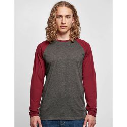 T-shirt homme manches longues raglan contrastées, col rond, 140 g/m²