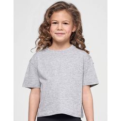 T-shirt crop-top fille coton, manches courtes, col rond, 200 g/m²