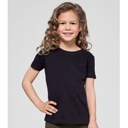 T-shirt fille manches courtes coton, coupe légèrement longue, 140 g/m²