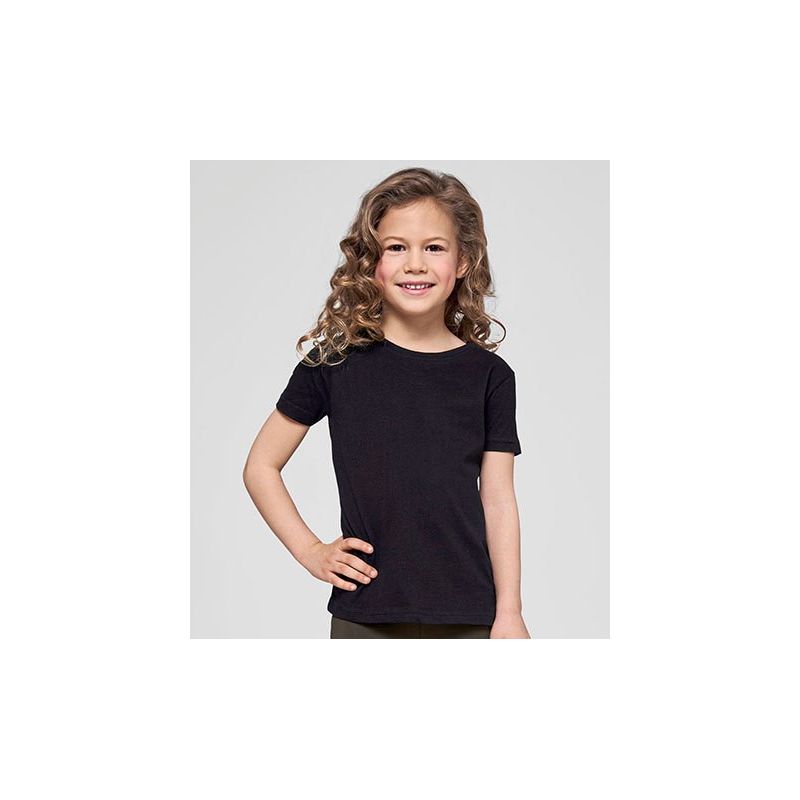 T-shirt fille manches courtes coton, coupe légèrement longue, 140 g/m²