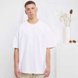 Tee-shirt urbain lourd, coupe large oversize, col rond, épaules tombantes, 300 g/m²