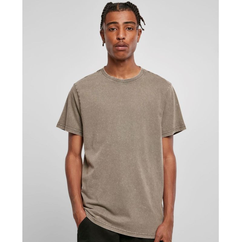 T-shirt décoloré, coupe classique, manches droites, en coton, 180 g/m²