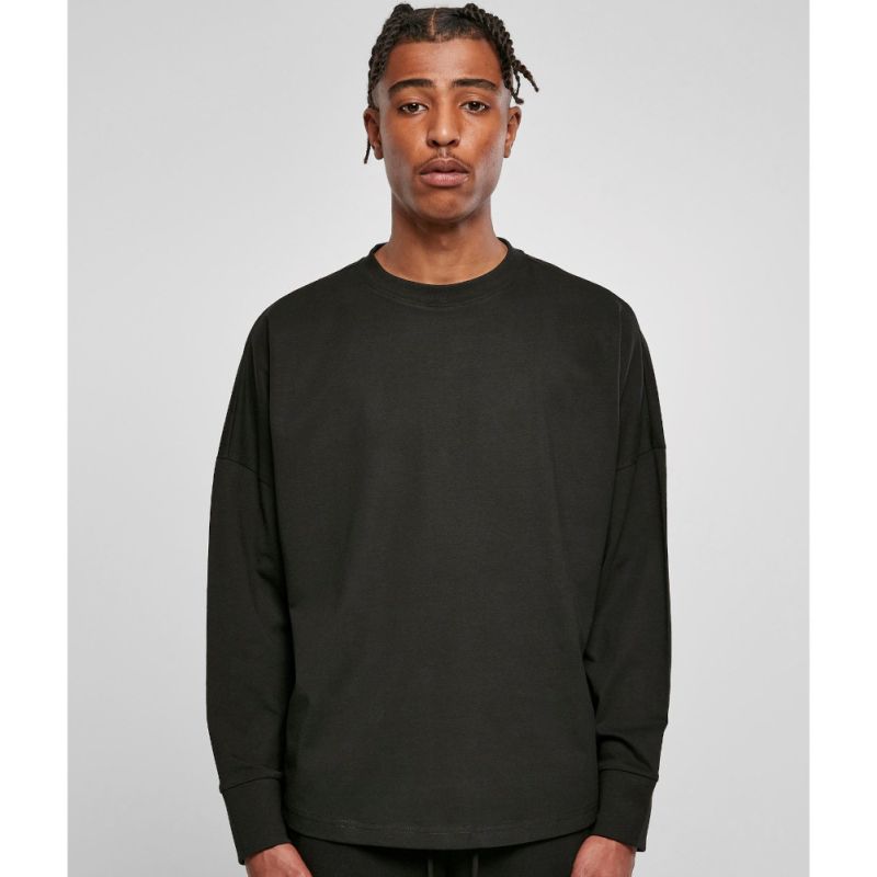 Tee-shirt manches longues oversize col rond, épaules tombantes, 220 g/m²