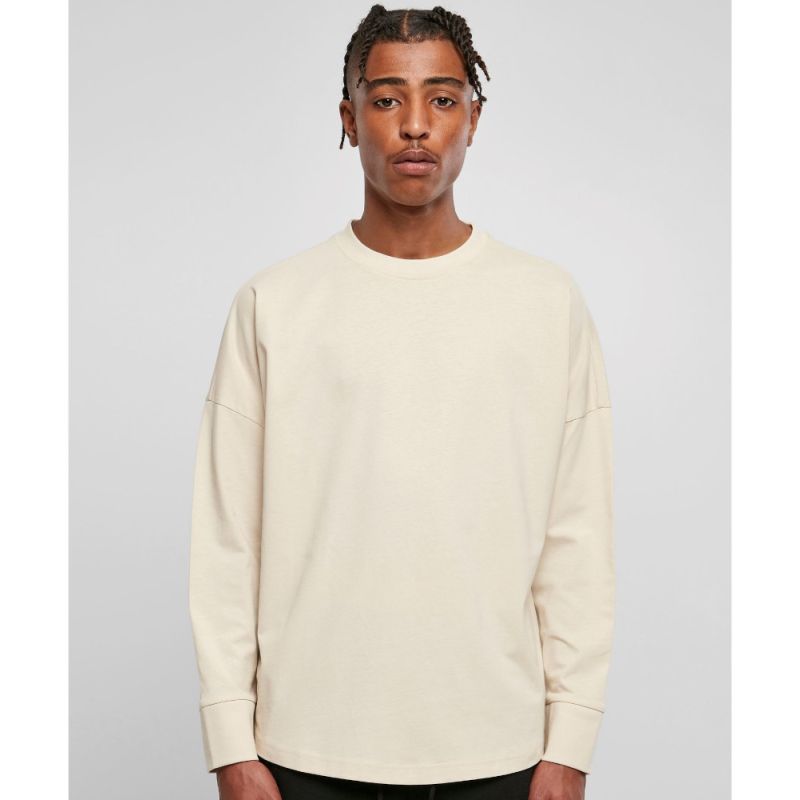 Tee-shirt manches longues oversize col rond, épaules tombantes, 220 g/m²