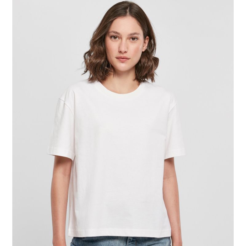 T-shirt oversize femme en coton, col ras-du-cou, manches courtes, 200 g/m²