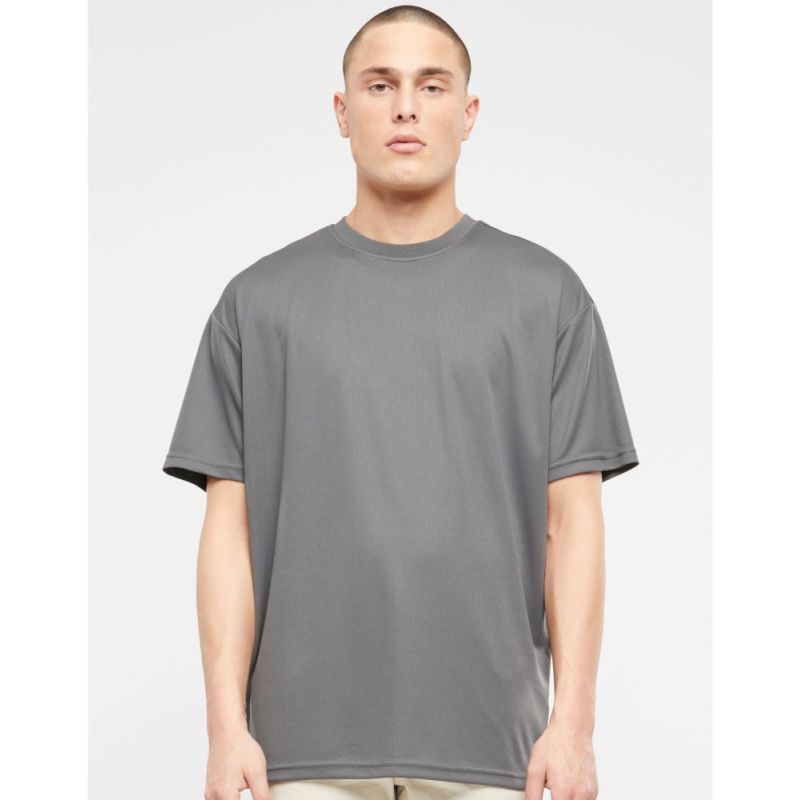 T-shirt de sport oversize col ras du cou, manches droites, en polyester, 140 g/m²