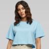 T-shirt court femme en coton oversize, manches courtes, col ras du cou, 140 g/m²