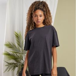 T-shirt femme décoloré, coupe ample, épaules tombantes, en coton, 220 g/m²
