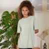 T-shirt femme décoloré, coupe ample, épaules tombantes, en coton, 220 g/m²
