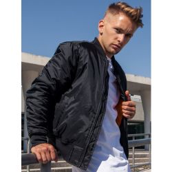 Veste bomber en polyester avec doublure orange, poches zippées, 160 g/m²