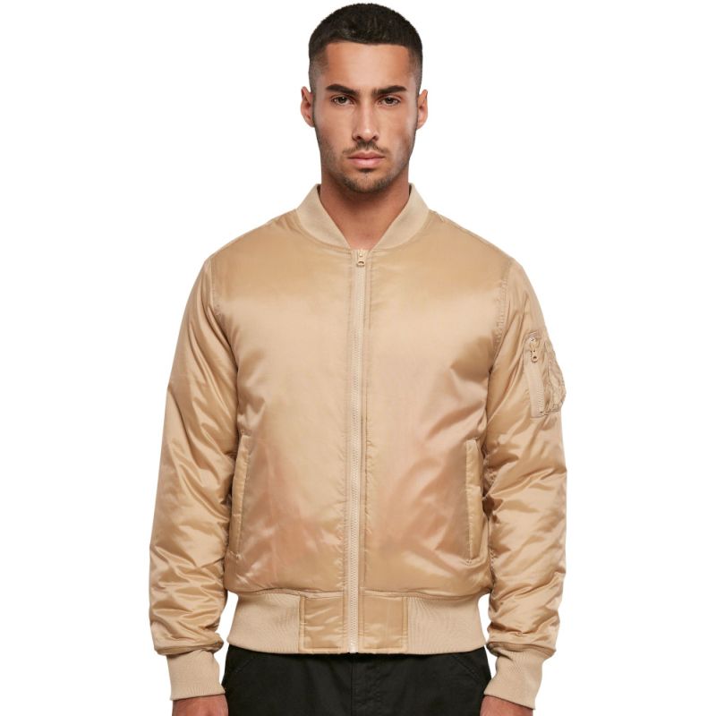 Veste bomber en polyester avec doublure orange, poches zippées, 160 g/m²
