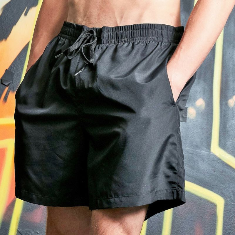 Short de bain classique en polyester recyclé, ceinture élastiquée, poches filet