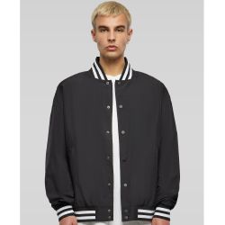 Veste baseball légère en polyester, col montant à rayures