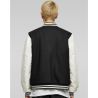 Veste baseball simili cuir col montant, manches contrastées, 400 g/m²