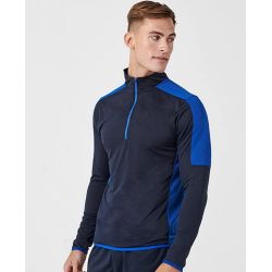 Sweat de sport bicolore col 1/4 zip en polyester, panneaux contrastants, 165 g/m²