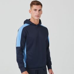 Sweat à capuche bicolore en polyester, intérieur brossé, poches zippées, 250 g/m²