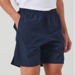 Short de sport stretch non doublé, taille élastiquée, poches zippées, 120 g/m²