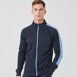 Veste de sport grand zip contrasté en polyester, poches zippées, 250 g/m²