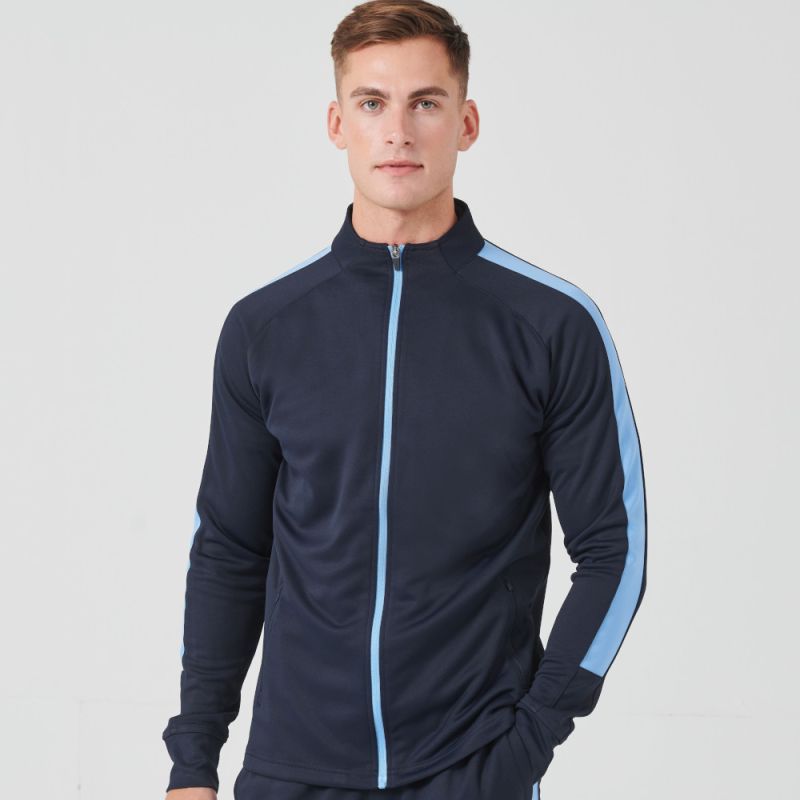 Veste de sport grand zip contrasté en polyester, poches zippées, 250 g/m²