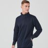 Sweat de sport col zippé en polyester, manches contrastées, 250 g/m²