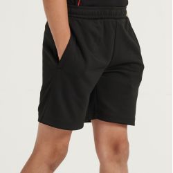 Short de sport enfant en polyester, poches zippées, taille élastiquée, 250 g/m²